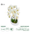 GloboStar® Artificial Garden WHITE ORCHID 21128 Διακοσμητικό Φυτό Λευκή Ορχιδέα Υ39cm